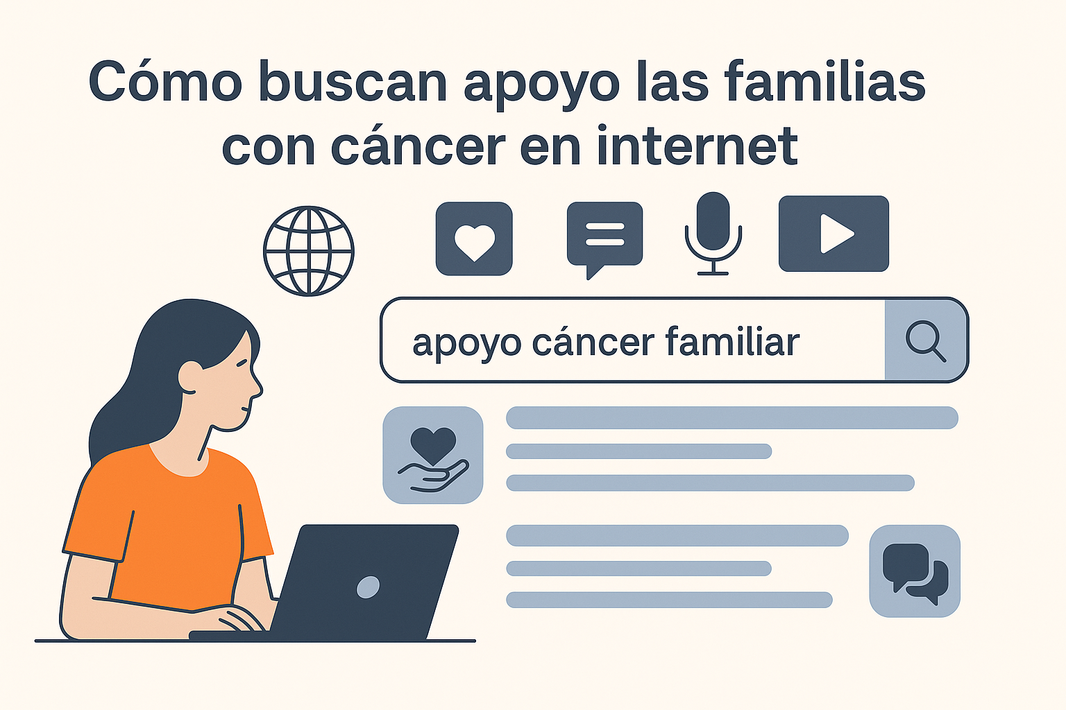 Descubre cómo las familias buscan apoyo para familias con cáncer en internet: foros, redes sociales, asociaciones, recursos médicos y comunidades de ayuda confiables.